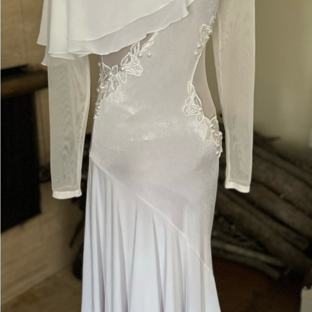Smooth Ballroom Competition Practice Dance Dress White Size S/M - Picture 6 of 14